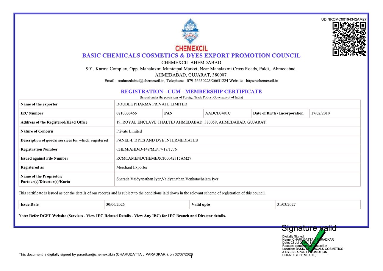 Chemexcil RCMC certificate