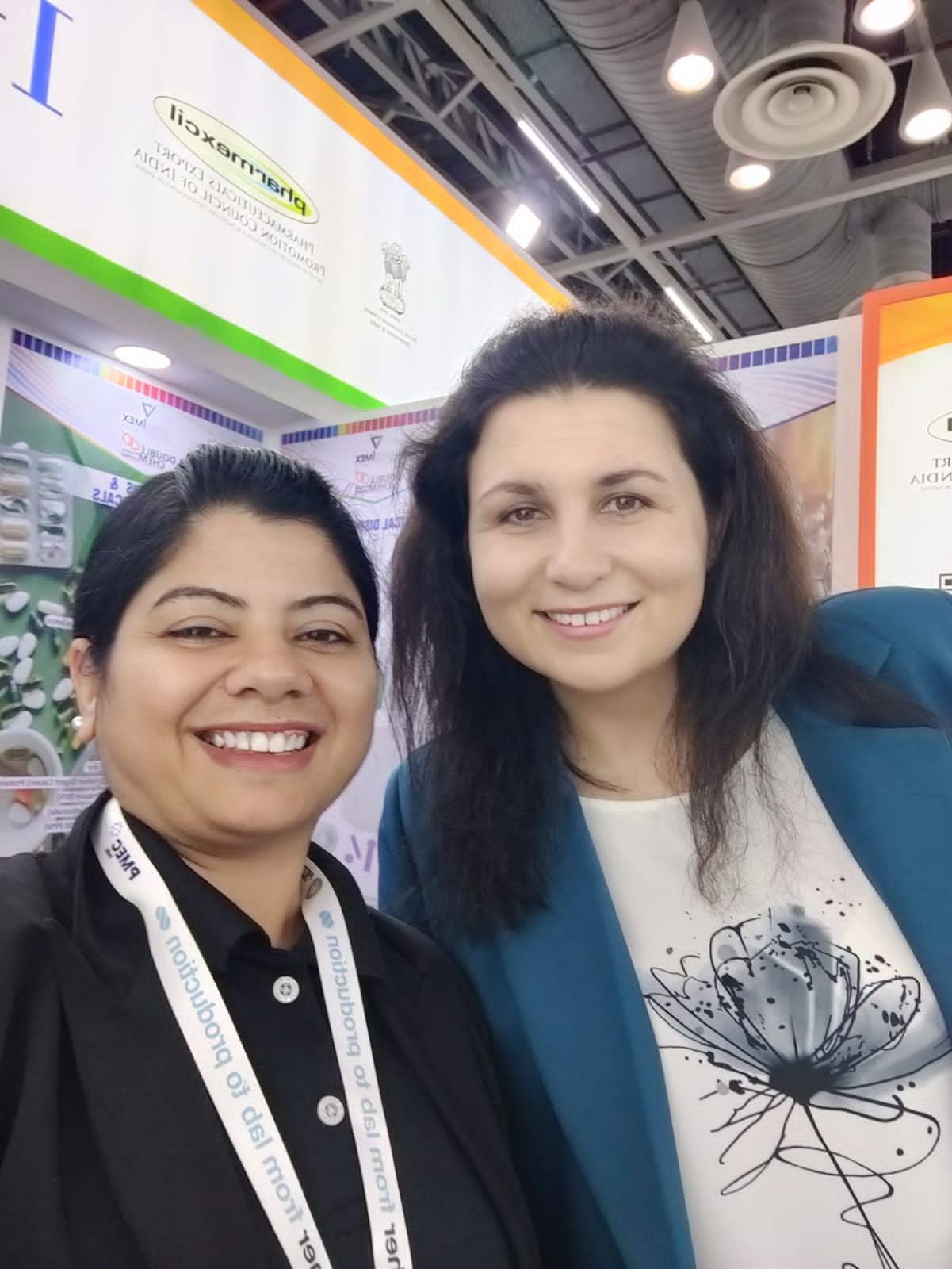 With a visitor at the show, CPHI 2025